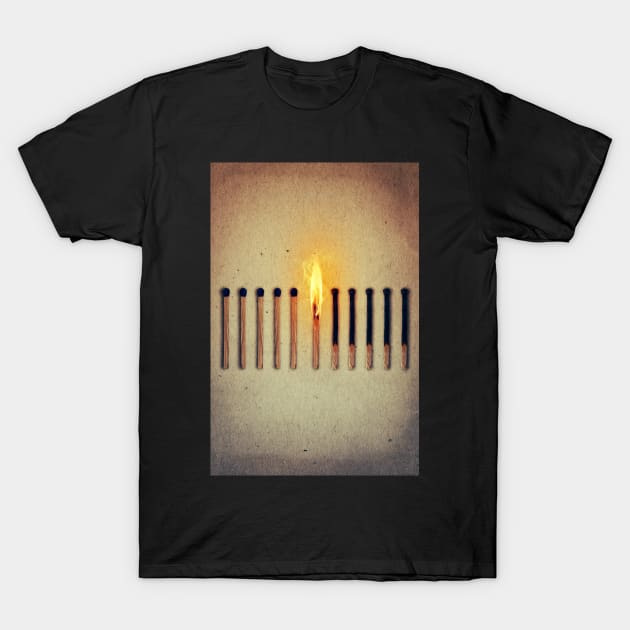 match burning alone T-Shirt by psychoshadow